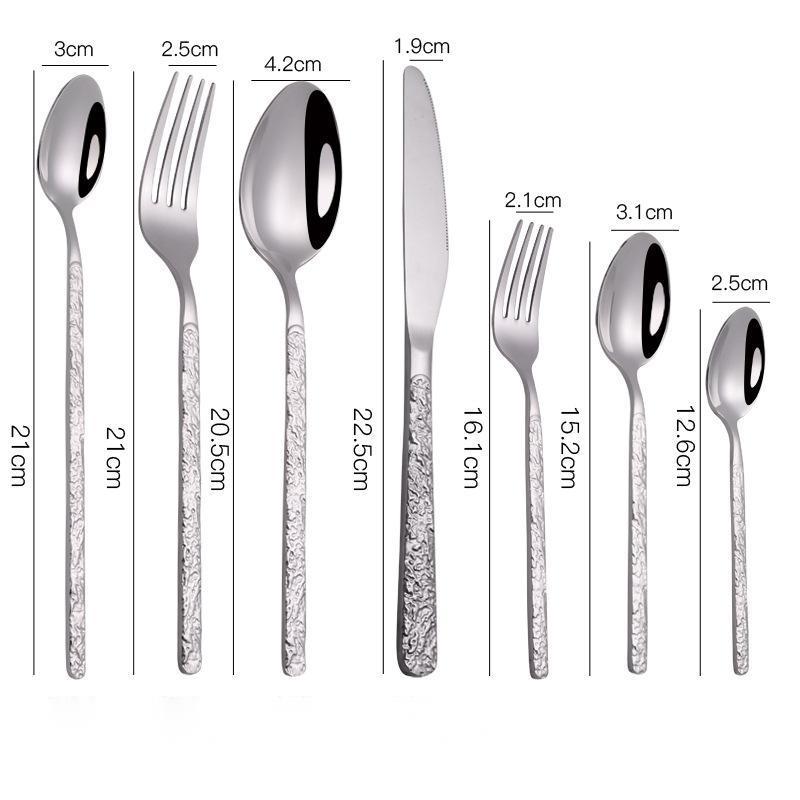 Premium Stainless Steel Steak Cutlery – Embossed Textured Handle for Elegant Western Dining
