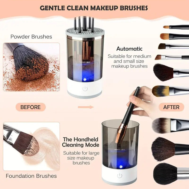 Electric Makeup Brush Cleaner – USB Rechargeable, High-Speed Deep Cleaning Spinner