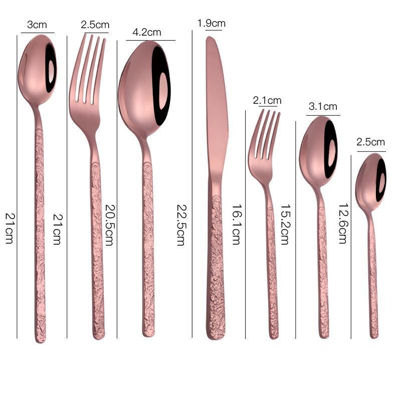 Premium Stainless Steel Steak Cutlery – Embossed Textured Handle for Elegant Western Dining