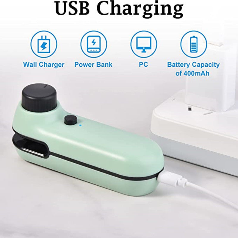 Upgraded 2-in-1 USB Rechargeable Mini Bag Sealer & Cutter – Portable Heat Sealer for Food Storage