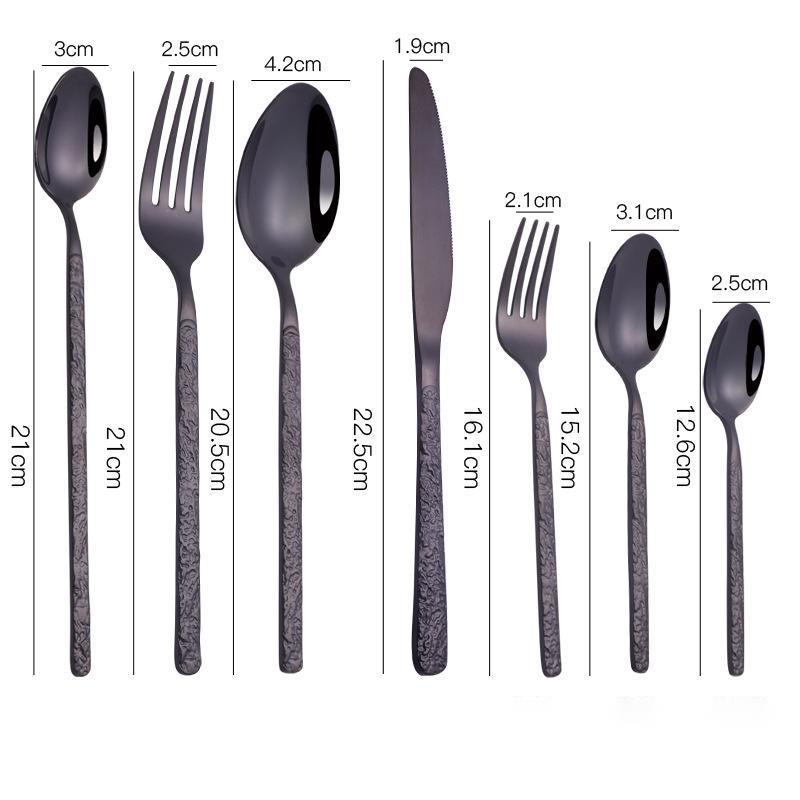 Premium Stainless Steel Steak Cutlery – Embossed Textured Handle for Elegant Western Dining