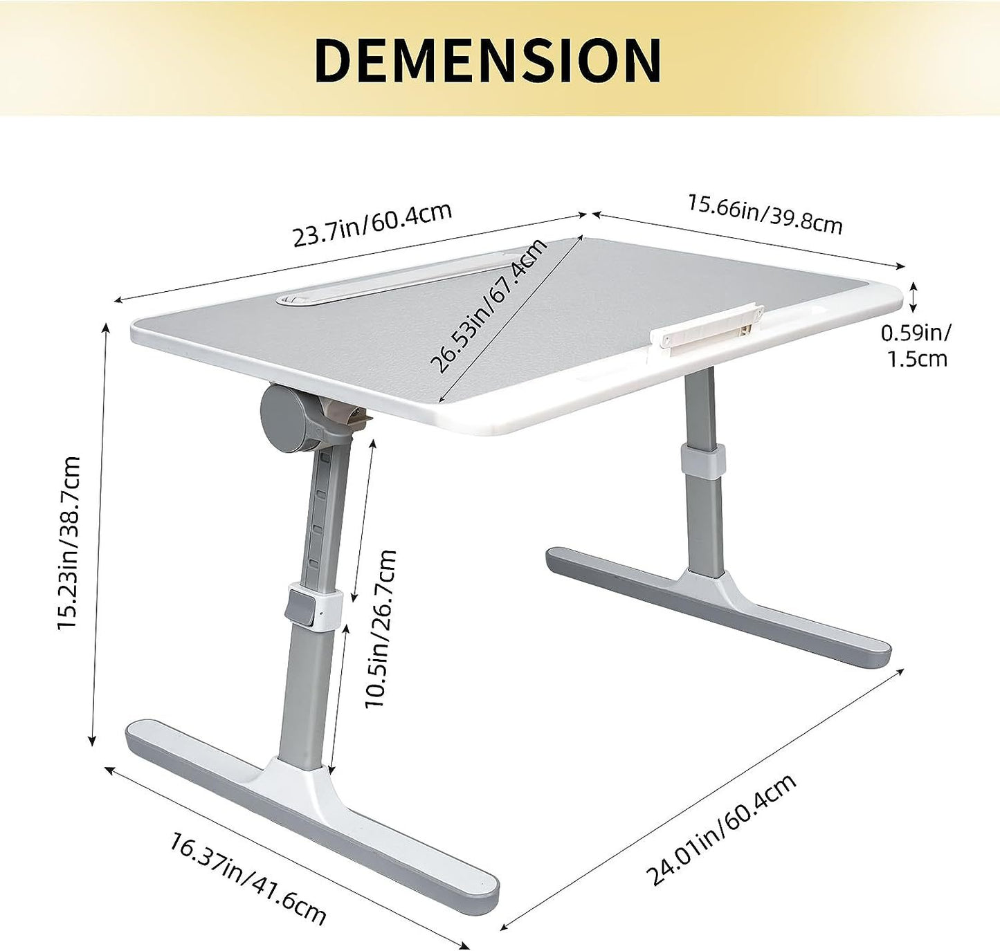 Adjustable Laptop Bed Desk with LED Lamp & Foldable Legs