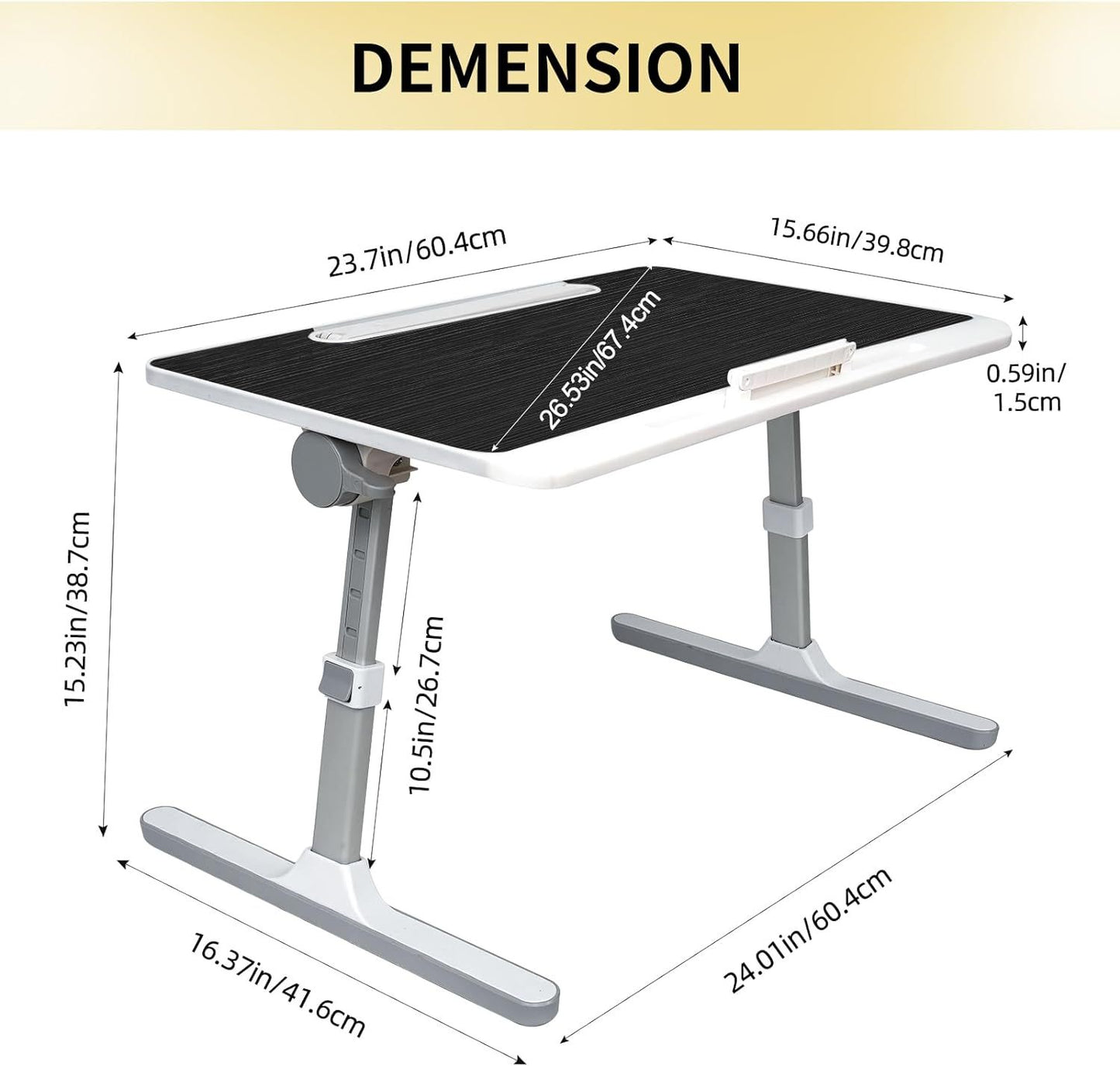 Adjustable Laptop Bed Desk with LED Lamp & Foldable Legs
