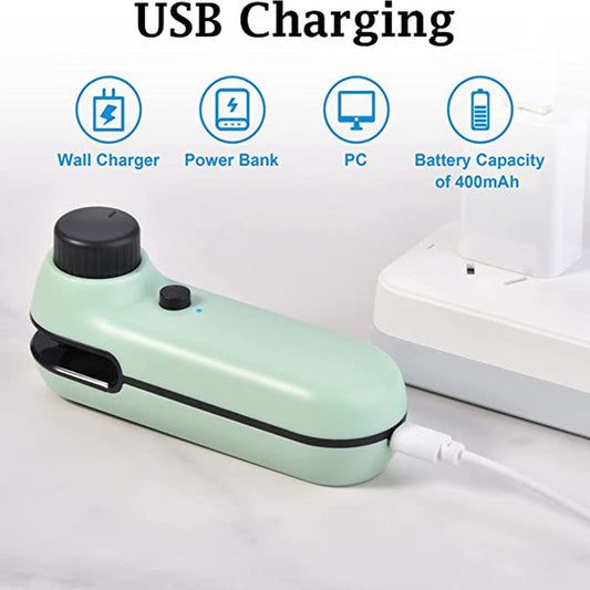 Upgraded 2-in-1 USB Rechargeable Mini Bag Sealer & Cutter – Portable Heat Sealer for Food Storage