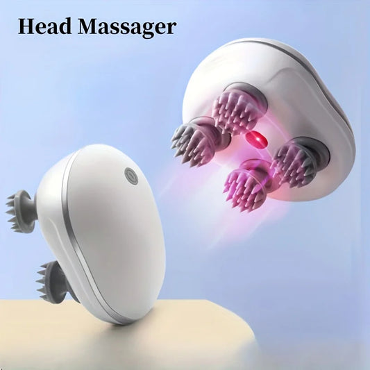 Multifunctional Head Massager with 6 Massage Techniques & 3 Intensity Modes – Waterproof, Portable, for Full-Body Relaxation